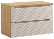 Závesná skrinka pod umývadlo Ocean Beige s doskou 90 cm béžová/dub olejovaný