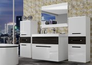 Kúpeľňový nábytok Belini biely lesk / eben kráľovský + umývadlo + zrkadlo ROD PM 4/0/W/WHK/0/ZW