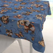 Biante Detský bavlnený štvorcový obrus Sandra SA-581 Zvieratká vynálezcovia na modrom 40x40 cm