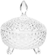 Sklenená úložná dóza na nožičkách na curovinky - Ø 17*19 cm