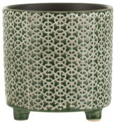 Tmavozelený obal na kvetináč na nožičkách Flower green - Ø16*16cm