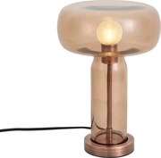 Hotel Chic Stolná lampa tmavý bronz s hnedým sklom - Amara