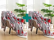 2x Sivá vianočná mikroplyšová deka CHRISTMAS HEART 150x200 cm