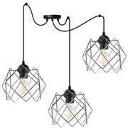 Závesné svietidlo Stella Spider, 3x chrómové drôtené tienidlo