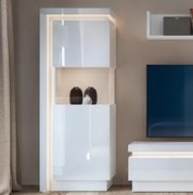 Nízka vitrína Lyon, biely lesk, s osvetlením, pravá%