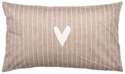 Béžová obliečka na vankúš so srdiečkom a prúžkami Lovely Day - 30*50 cm