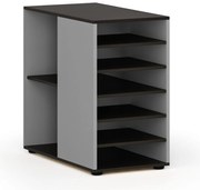 Prístavná policová skrinka k pracovnému stolu PRIMO GRAY, ľavá, sivá/wenge