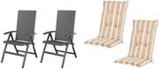 Livarno home Skladacie kreslo Valencia, 2 kusy, sivé + Podložka na kreslo s vysokým operadlom Valencia/Miami, 2 kusy, pruhy/béžová  (800010729)