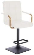 LuxuryForm DESIGN Barová stolička VERONA GOLD na čiernej hranatej základni - biela