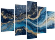Obraz - Modrozlatý abstraktný mramor (150x105 cm)