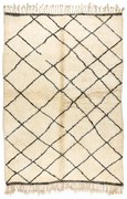 Ručne tkaný vlnený koberec BERBER MR1943 Beni Mrirt berber károvaný, béžový / čierny