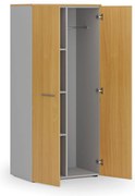 Kancelárska šatníková skriňa PRIMO GRAY, 3 police, šatníková tyč, 800 x 500 x 1781 mm, sivá/buk