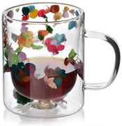 Skleněný hrnek PETER FLOWER 300 ml čirý/vícebarevný