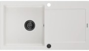 Mexen Leo, drez granitový 900x500x190 mm, 1-komorový, biela s čiernym sifónom, 6501901010-20-B
