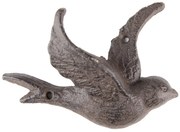 Hnedý liatinový nástenný háčik v tvare lastovičky - 14*4*10 cm