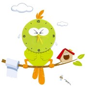 LED Detské nástenné svietidlo s hodinami LED/1W/3xAAA vták