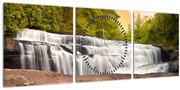 Obraz vodopádu (s hodinami) (90x30 cm)