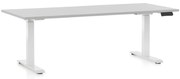 Výškovo nastaviteľný stôl OfficeTech C, 180 x 80 cm, biela podnož, svetlo sivá