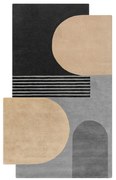 Čierno-sivý ručne tkaný vlnený koberec 120x180 cm Lozenge Monochrome – Flair Rugs