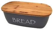 Chlebník 36x20,5x13,5 cm  s bambusovým krytom, sivá