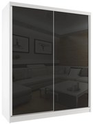 Šatníková skriňa 158cm Belini biely mat / čierny lesk s posuvnými dverami  BM SZP3/2/W/W/B/HI