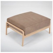 Svetlohnedá podnožka z byvolej kože s konštrukciou z masívneho dubového dreva Gazzda Fawn