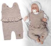 Pletené láclové nohavice Girl s volánikom, Baby Nellys, béžové 56 (1-2m)