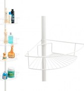 Erga Scopic, rohová teleskopická sprchová tyč 4 policová XL, biela matná, ERG-YKA-CH.SCOPIC-XL-WHT