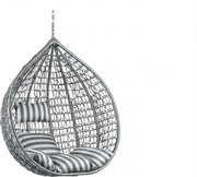 Sivé závesné kreslo KOKON bez stojanu, bielo-sivý vankúš