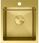 Mexen Solix, 1-komorový nerezový drez 400 x 450 mm, brúsená zlatá, vzor voština, 6401401000-55HC