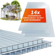 Dutinkový polykarbonát MARK 4mm, 60,5x121x0,4cm, 14ks, transparentná Jurhan