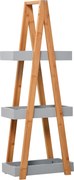 Kleankin Bambusová Policová Dvojica so 3 policami A-frame 30x18x81 cm Prírodná a Šedá | Aosom