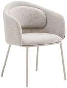 Sivobéžové čalúnené jedálenské kreslo s podrúčkami Minda – Kave Home