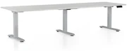 Výškovo nastaviteľný stôl OfficeTech Long, 260 x 80 cm, sivá podnož, svetlo sivá
