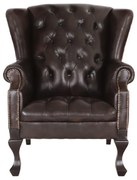 Kreslo Chesterfield Chester z pravej hovädzej kože Brown Brown