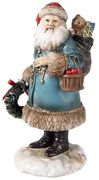 Vianočná dekorácia socha Santa v modrom s nošou - 8*7*15 cm