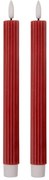 Set 2ks vínová úzka sviečka s vrúbkovaním Led Candle - Ø 2*25 cm / 2*AAA