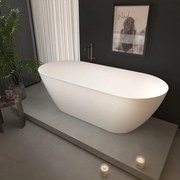 Erga Kaia, voľne stojaca vaňa 170x75 cm + odtoková zátka, biela lesklá, ERG-Kaia-170075-WH-WH