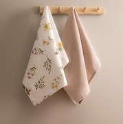 Kuchynské utierky Spring – sada 2 ks, ružová & kvetinová, 100% bavlna