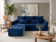 Tmavomodrá rozkladacia rohová pohovka ZENOVA 220x140 cm, obojstranná