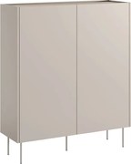 Vysoká komoda Desin 120 cm s dvoma dverami a skrytými zásuvkami - kasmír / dub Nagano