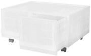 Modulárny úložný box Wave twin Mist s kolieskami 54,6 x 43,4 x 22 cm, široký - 2 zásuvky - kolieska