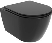Mexen Carmen závesné wc Rimless s toaletným Slim sedátkom z duroplastu, čierna matná - 30881085