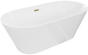 Mexen Luna, Slim voľne stojaca vaňa 170 x 75 cm, biela, zlatý lesklý prepad, 52041707500-50