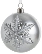 SKLENENÁ VIANOČNÁ BANKA NA STROMČEK (FI) 8 CM STRIEBORNÁ
