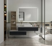 Erga Megan, LED zrkadlo 120x80cm v čiernom ráme, 3105 lm, 3 farby svetla, zadné osvetlenie, ERG-V01-MEGAN-1280-BK