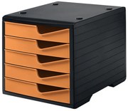 Triediaci box, 5 zásuviek, čierna/oranžová
