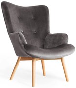 Kreslo ušiak MOSS velour grey