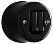 Elhard Nástenný keramický vypínač s kolískou č.5, čierny KN1005B