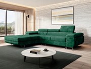 Zelený rozkladací roh Norberg s opierkami hlavy z hydrofóbnej tkaniny